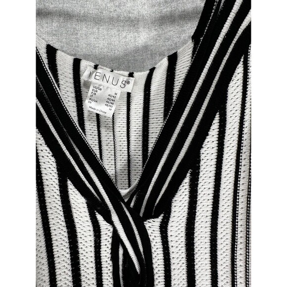 Venus Striped Tank Sweater Dress in Black and White Stretch Body Con Size Medium - Picture 2 of 8